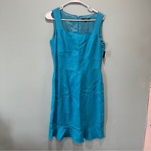 NWT Alex Marie Linen Career Dress Office Blue Sleeveless